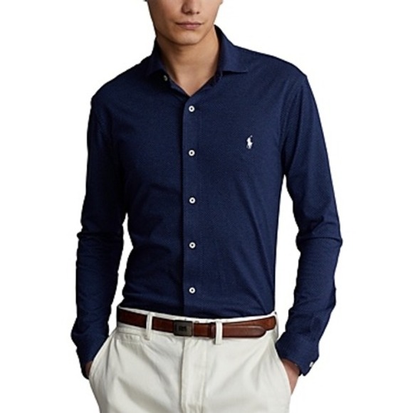 Polo Ralph Lauren Mens Dot‎ Print Long Sleeve Button-Down Shirt Size L